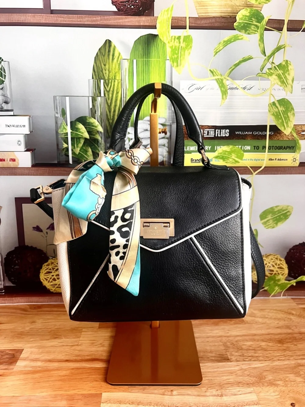 Kate Spade Crossbody Bag Top-Handle Purse Satchel w Scarf Accent Laurel Wesley - Picture 5 of 12